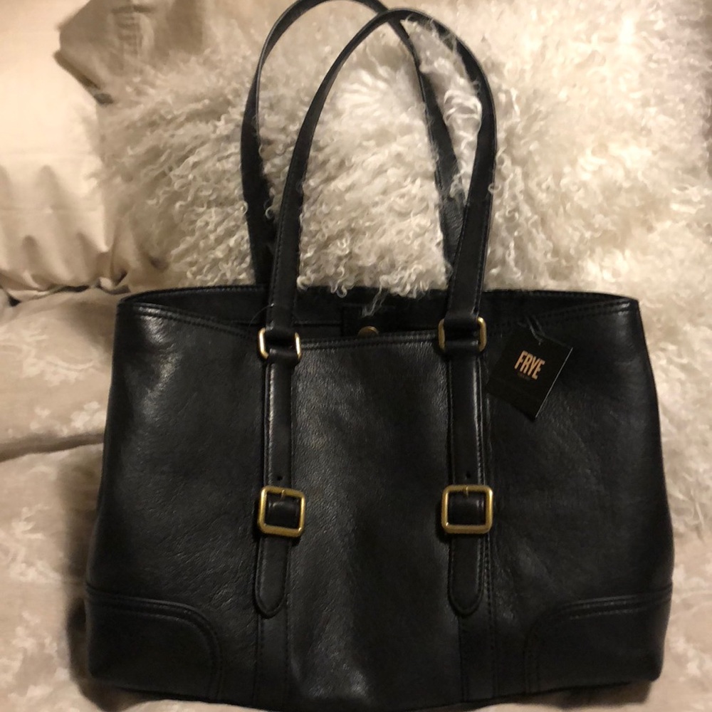 Frye black leather handbag purse
